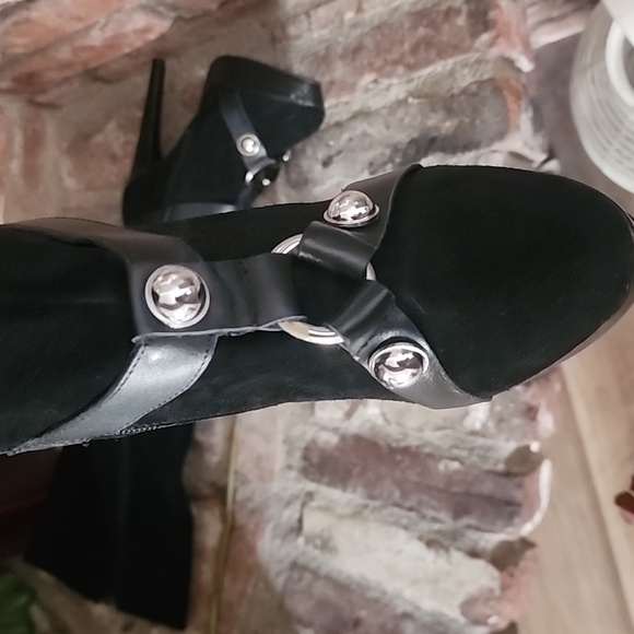 Alexander McQueen VTG Black Knee High Platform Stiletto Boots | Gothcore Baddie - Picture 5 of 16